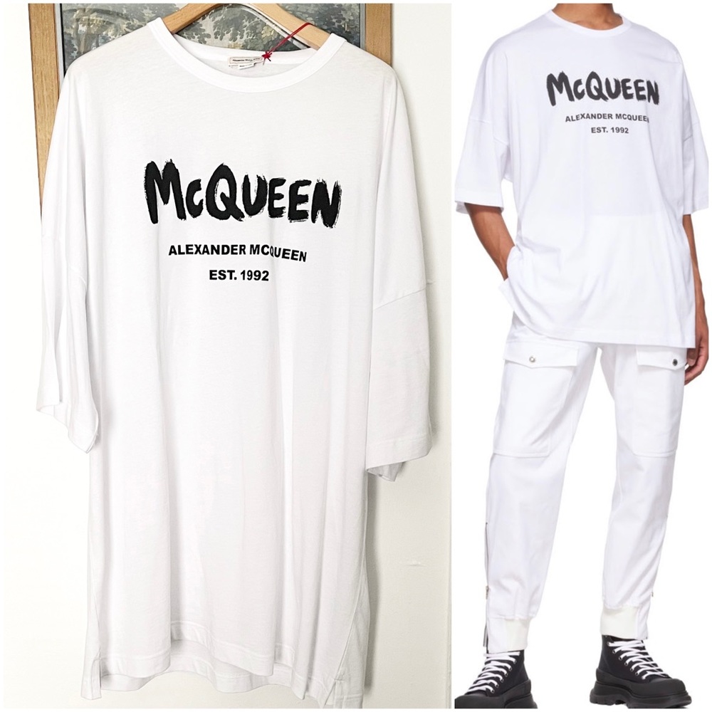 New! Mens Alexander McQueen graphic graffiti printed oversize shirt. Size 2XL.